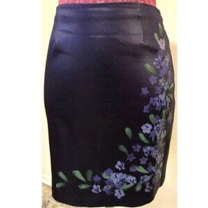Cache Sz 4 Faux Leather Hand Painted Floral Pencil